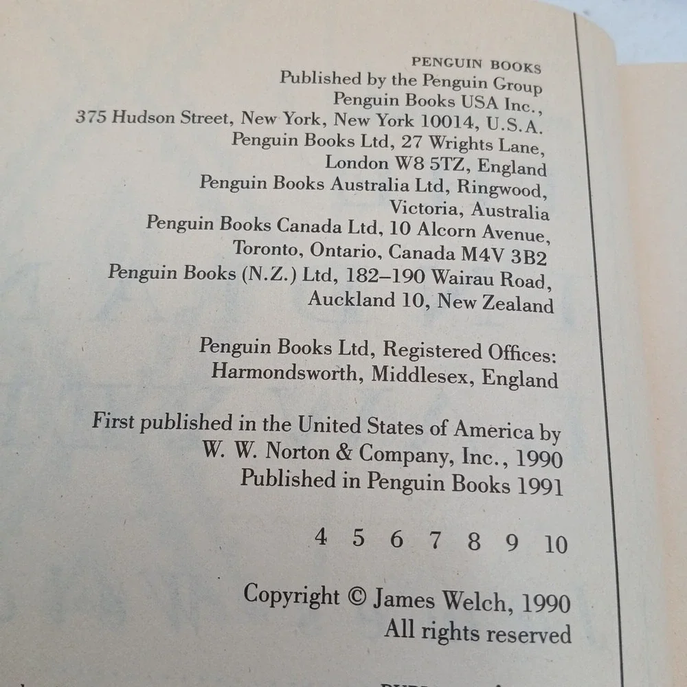 Indian‎ Lawyer by James Welch 1990 Trade Paperback Penguin